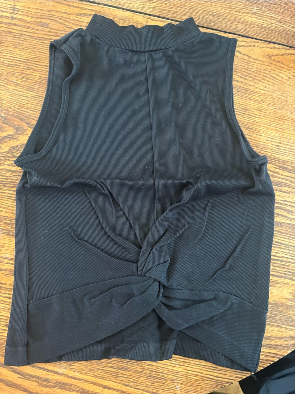 Black Twist Front Ribbed Tank Top
